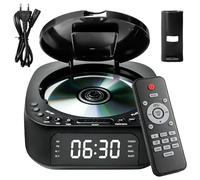 Reproductor de CD portátil con Bluetooth, radio FM, reproductor de CD MP3 con altavoz estéreo dual, despertador, temporizador de sueño, recargable, reproductor de CD compatible con USB/AUX, pantalla