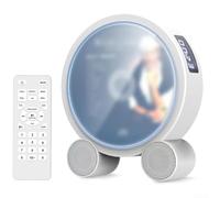 Reproductor de CD portátil inalámbrico, altavoz de música portátil, estéreo de música inalámbrica con estilo de grano de madera ABS Sistema de música para decoración del hogar Viajes (blanco)