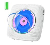 Reproductor de CD Portatil: Kegaudio Reproductor CD Bluetooth con Altavoces Mando a Distancia Bluetooth sobremesa montado en la Pared con Soporte Reproducción USB/AUX Blanco