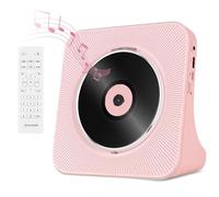Reproductor de CD Portátil, Radio Reproductor de CD con Altavoces, Reproductors de CD con Bluetooth, USB, Entrada/Salida AUX, Reproductor de CD Estéreo HiFi en Rosa
