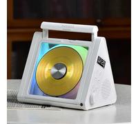 Reproductor de CD portátil, recargable con Bluetooth 5.3, USB, AUX, incluye 2 potentes altavoces, control remoto, luces RGB para el hogar u oficina