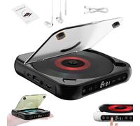 Reproductor De CD Portátil Yuguz, Compatible con Bluetooth, Compatible con CD/USB/BT Y Modos De Repetición. Altavoces De Alta Fidelidad Integrados. Recargable con Auriculares. Ideal para Casa (Black)