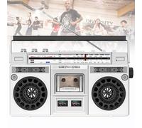 Reproductor de CD retro Boombox, estilo clásico de los años 80, boombox de casete portátil, compatible con entrada SD/USB, con radio AM/FM, grabadora de casete para reuniones familiares, viajes, verde