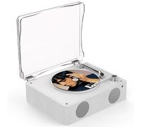 Reproductor de CD Retro con Bluetooth y Altavoces, Reproductor de música portátil HiFi, reproducción USB/AUX, batería de 2500 mAh, Modo de grabación de LP, Modo inalámbrico,White