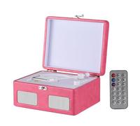 Reproductor de CD Retro Tipo de Bandeja Multifuncional Tipo BT Tirnable Playing USB Drive Playback Player de CD portátil con Control Remoto Incorporado en 2 Altavoces transmisión (Rosa)