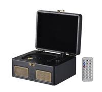 Reproductor de CD Retro Tipo de Bandeja Multifuncional Tipo BT Tirnable Playing USB Drive Playback Player de CD portátil con Control Remoto Incorporado en 2 Altavoces transmisión (Negro)