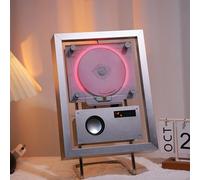 Reproductor de CD y marco de fotos de montaje en pared con Bluetooth, USB, AUX, iluminación ambiental, visualización de la hora, altavoz integrado para decoración del hogar y la oficina