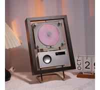 Reproductor de CD y marco de fotos de montaje en pared con Bluetooth, USB, AUX, iluminación ambiental, visualización de la hora, altavoz integrado para decoración del hogar y la oficina