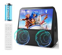 Reproductor de DVD portátil Bluetooth 4000mAh recargable Region Free con altavoces dobles compatible CD/Bluetooth/USB/RCA/auriculares
