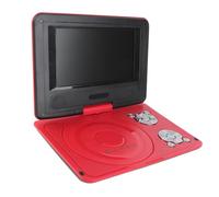 Reproductor de DVD Portátil con Pantalla Giratoria Grande, Reproductor de DVD Móvil 806 1500 MAh Recargable, Compatible con Sincronización de TV/Tarjeta SD/USB/región (Rojo)