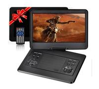 Reproductor de DVD portátil de 16.9 pulgadas con pantalla giratoria de 14.1 pulgadas, reproductor de coche de batería de 6 horas, soporte para reposacabezas de coche, DVD portátil, soporta todos los