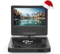 Reproductor de DVD portátil de 9.5 pulgadas con pantalla giratoria de 7.5 pulgadas, batería recargable integrada de 5 horas, reproductor de DVD para coche, compatible con tarjeta SD/USB/CD/DVD y