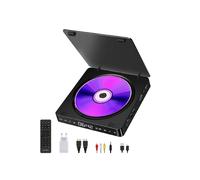 Reproductor de DVD portátil, HD 1080p, HDMI, USB, pantalla táctil, control remoto, 15,1 x 15,1 x 2,85 cm, negro