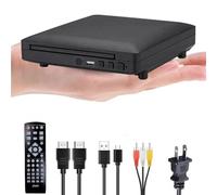 Reproductor de DVD portátil, Mini Reproductor de DVD con HD y Cable RCA 1080P PAL/NTSC USB 2.0 Reproductor CD portátil