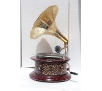 Reproductor de gramófono original antiguo antiguo réplica de fonógrafo 78 rpm, 1 grabación de 10 agujas, tonos tierra marrón, decoración del hogar, regalo musical