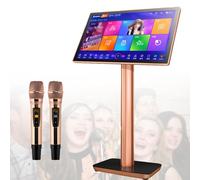 Reproductor de karaoke con pantalla táctil 4K HD, Jukebox para el hogar, incluye 2 micrófonos de reverberación, acceso a canciones en línea en la nube, soporta 27 idiomas