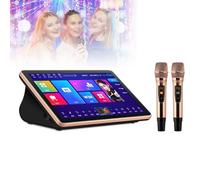 Reproductor de karaoke de pantalla táctil con micrófonos inalámbricos, actualización automática de canciones en la nube para entretenimiento de fiesta familiar