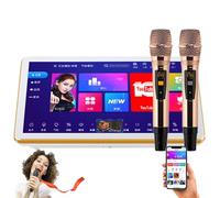 Reproductor de karaoke portátil con micrófono inalámbrico, pantalla táctil, control de aplicaciones, canciones en la nube para entretenimiento en casa y fiesta