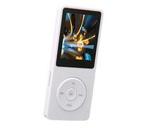 Reproductor de MP3 con Radio FM y Grabadora de Voz, Reproductor de MP4 de 8 GB Compatible con hasta 64 GB, Reproducción de 30 Horas, Reproductor de Música MP3 Deportivo (Blanco)