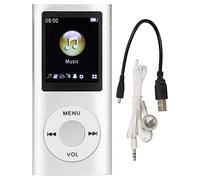 Reproductor de MP3 Digital, Compacto y Portátil, Admite Memoria de Almacenamiento de 64 GB, 8 Horas de Espera Prolongada, Aleación de Aluminio, para Estudiantes, para Regalos de (Plata)