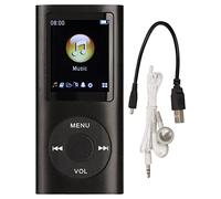 Reproductor de MP3 Digital, Compacto y Portátil, Admite Memoria de Almacenamiento de 64 GB, 8 Horas de Espera Prolongada, Aleación de Aluminio, para Estudiantes, para Regalos de (Negro)