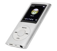 Reproductor de MP4, Reproductor de MP3, Reproductor de Música Portátil, Sonido sin Pérdidas, Pantalla LCD Delgada de 1,8 Pulgadas Compatible con Tarjeta SD de Memoria de hasta 64G (Plata)