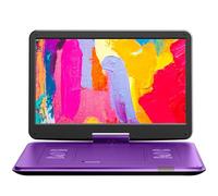 Reproductor DVD portátil Yoton de 17.5" con 15.6" Pantalla Giratoria HHD, 6H Battery, Altavoces Estéreo Duales, Restricciones Regionales,Compatible con SD/USB, Conexión a TV/proyector, Púrpura````