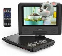 Reproductor DVD portátil Yoton de 9.5", con pantalla giratoria HD de 7.5" para niños, altavoces estéreo, batería interna con autonomía de hasta 6 horas, compatible con sincronización TV/USB/tarjeta SD