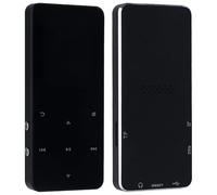 Reproductor MP3, 128 GB con radio inalámbrica y FM, sonido sin pérdidas, pantalla táctil, lector de libros electrónicos, batería de 350 mAh, incluye auriculares y cable de carga, color negro