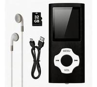 Reproductor MP3 32GB Portátil con Pantalla LCD de 1,8", MP3 Player HiFi sin Pérdida con Radio FM, Grabadora de Voz, E-Book y Vídeo, hasta 15H de Batería, Tarjeta TF hasta 128GB, Auriculares Incluidos