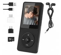 Reproductor MP3 64GB Bluetooth 5.3, MP3 Player Bluetooth con Radio FM y Altavoz, HiFi Música sin Pérdidas, Grabadora de Voz, Ebook, Soporte MicroSD 128GB, Wired Earphones and OTG Adapte