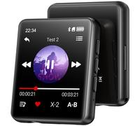 Reproductor MP3 Bluetooth - 128GB Reproductor de Música, Altavoz Incorporado y Radio FM, 1,8'' Mini MP3 Niños y Deportes (Negro)
