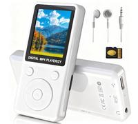 Reproductor MP3 Bluetooth 5.3 32GB con Auriculares, Baladeur Música Portátil HiFi, Pantalla TFT 1,8", Altavoz HD, Radio FM, Grabadora, E-Book/Vídeo, AUX, Memoria Ampliable hasta 128GB, Niños y Adultos