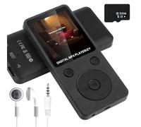 Reproductor MP3 Bluetooth 5.3 de 32 GB con pantalla de 1.8 pulgadas, altavoz integrado, grabadora de voz y radio FM, incluye auriculares, reproductor de música portátil para niños, deportes y viajes