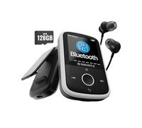 Reproductor MP3 Bluetooth con Clip Deportivo | Auriculares incluidos | Memoria de 16GB, Ampliable a 128GB | Pantalla HD a Color, 34h de batería | SD y USB-C | Reproductor MP3 Oakcastle MP250