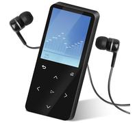 Reproductor MP3 de 128 GB con Bluetooth 5.0, pantalla táctil de 2 pulgadas con altavoz, sonido HiFi, grabadora de radio FM, auriculares con cable incluidos, para correr, gimnasio, color negro