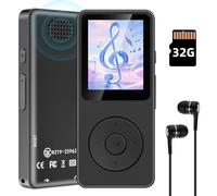 Reproductor MP3 de 32GB - 1.8" Pantalla MP3 Player con Auriculares Reproductor Deportivo Portátil, Reproductor de Música Sonido sin Pérdidas, Altavoz, Radio FM, Vídeo, Externo hasta 128GB