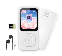 Reproductor MP3 de 64GB con Bluetooth 5.3, Reproductor de música PECSU con Pantalla HD y Altavoz, Radio FM, Grabadora de Voz, Sonido HiFi, Libro electrónico, Auriculares incluidos (Blanco)