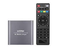 Reproductor Multimedia 4K, MYPIN Media Player con Control Remoto para Disco Duro de 8TB/Unidad USB/Tarjeta TF/H.265 MP4 PPT MKV AVI Admite Salida HDMI/AV/Coaxial-HDMI hasta Sonido Envolvente 7.1