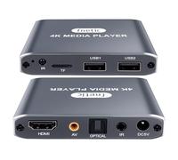 Reproductor Multimedia Digital 4K HD, Reproductor de vídeo MP4 para Unidad USB/Tarjeta Micro SD, señalización Digital, reproducción automática, H.265/HEVC, Salida óptica/HDMI/AV, Gris