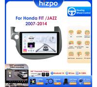Hizpo 2 Din Android 14 Radio de coche para HONDA FIT JAZZ 2007-2013 reproductor de vídeo Multimedia AI voz inalámbrica CarPlay unidad principal automática QS4-4G 32G-8cores-4G