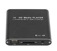 Reproductor Multimedia Portátil 4K, Mini Reproductor Multimedia 1080P HD AV USB HDMI con Mando a Distancia, Reproductor Digital RMVB MKV RM MP4, Compatible con Disco Duro Externo de(Enchufe de la UE)