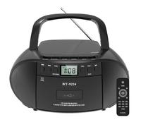 Reproductor portátil de CD y cassette, Bluetooth Boombox con reproducción USB, radio AM/FM, control remoto, CA/batería