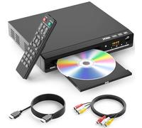 Reproductores de DVD para TV con HDMI, reproduce todas las regiones y formatos, reproductor de CD para el hogar, compatible con video 1080P, CD, DVD, VCD, JPEG, USB, control remoto, HDMI y cables RCA