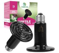 REPTI HOME Emisor de Calor Cerámico 75W (2 Pack), Bombillas de Calor para Reptiles, Calentador Cerámico para Tortugas, Gallinas, Perros