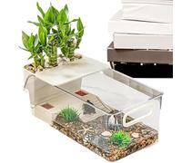 Reptile Acuario Tank - 10 Gal Turtle Habitat, Clear Basking Area Enclosure, Integrated Resting | - Terrarium Home for Small Pets Crayfish Geckos Anfibians Fish