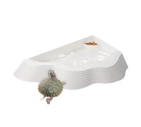 Reptile Bathing Pool - Anti Slip Tortoise Water Bowl with Ramp | Decorative Aquarium Tray with Natural Look, Soaking Dish For Turtle Terrarium Habitat, 12.99x8.66x1.38 In