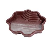 Reptile Bathing Pool, Tortoise Bathtub with Ladder, Stable Material for Gecko, Snake, Bearded Dragon, Lizard Habitat, 11.42x10.63x1.77 Inches, Reddish Brown, Yellow