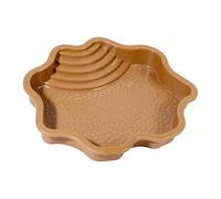 Reptile Bathing Pool, Tortoise Bathtub with Ladder, Stable Material for Gecko, Snake, Bearded Dragon, Lizard Habitat, 11.42x10.63x1.77 Inches, Reddish Brown, Yellow