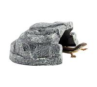 Reptile Cave - Resin Rock Shelter House | 18x12cm Habitat Decor with Stone Look Finish, Solid Resin Structure with Cave Opening, Shelter Accessory for Lizards Bearded Dragon Snake Basking Terrarium